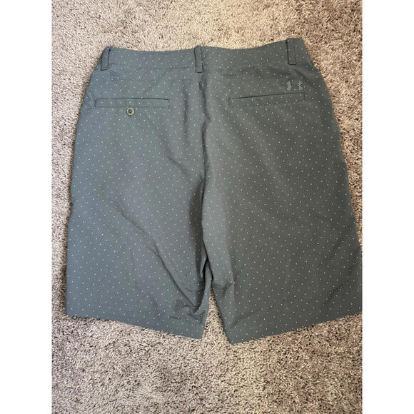 Under Armour Shorts Men's sz 34 Loose Golf Heat Gear Gray Dot Elastic 10" - Picture 5 of 15